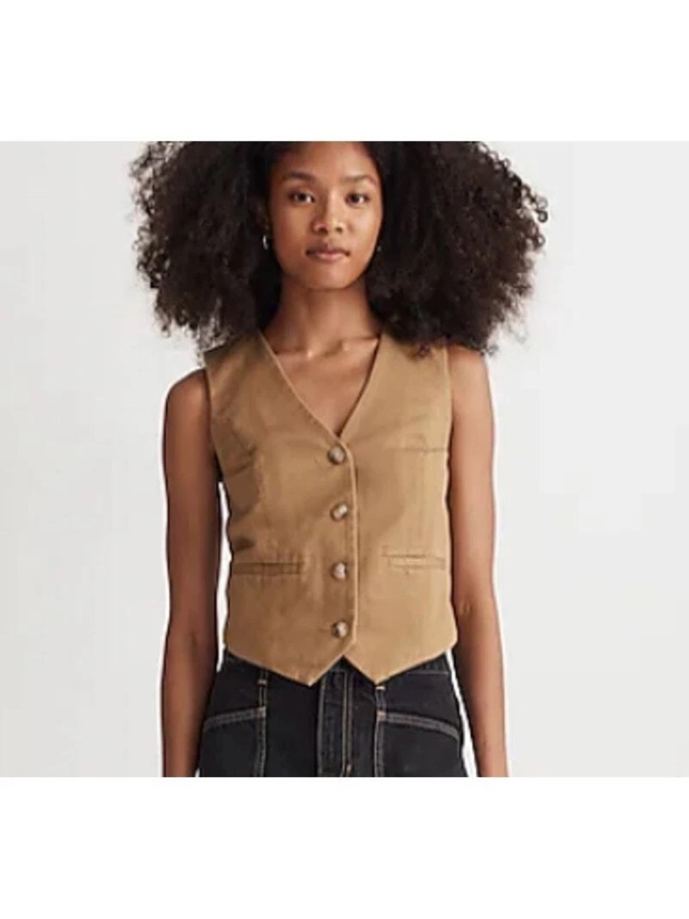Madewell Tan Button-Front Vest